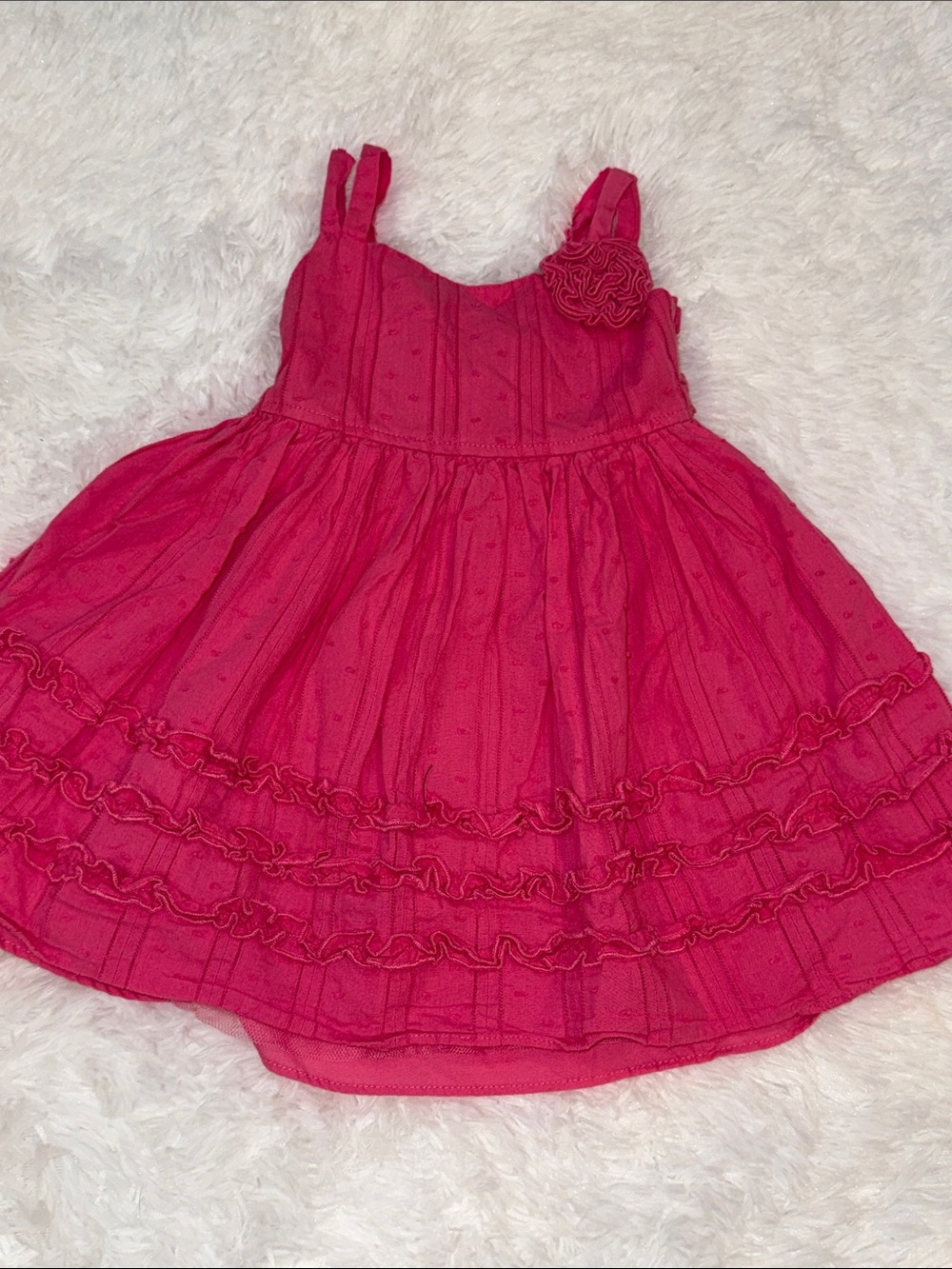 Sweet Heart Rose Hot Pink Ruffled Sundress with Rosette